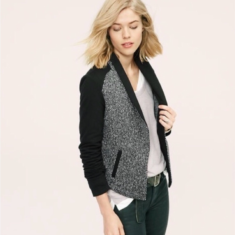 Lou & Grey |  Black & Gray Tweed Women's Jacket | Large NWT